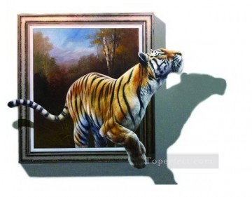 マジック3D Painting - 森から出てきた虎 3D